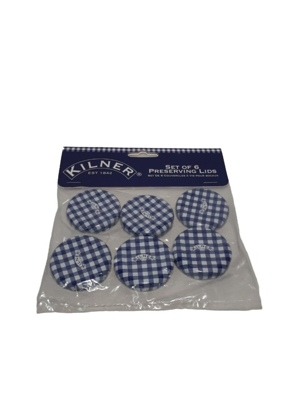 6 Kilner Twist Top Jar Lids Blue Gingham Lug Style 30mm Replacement
